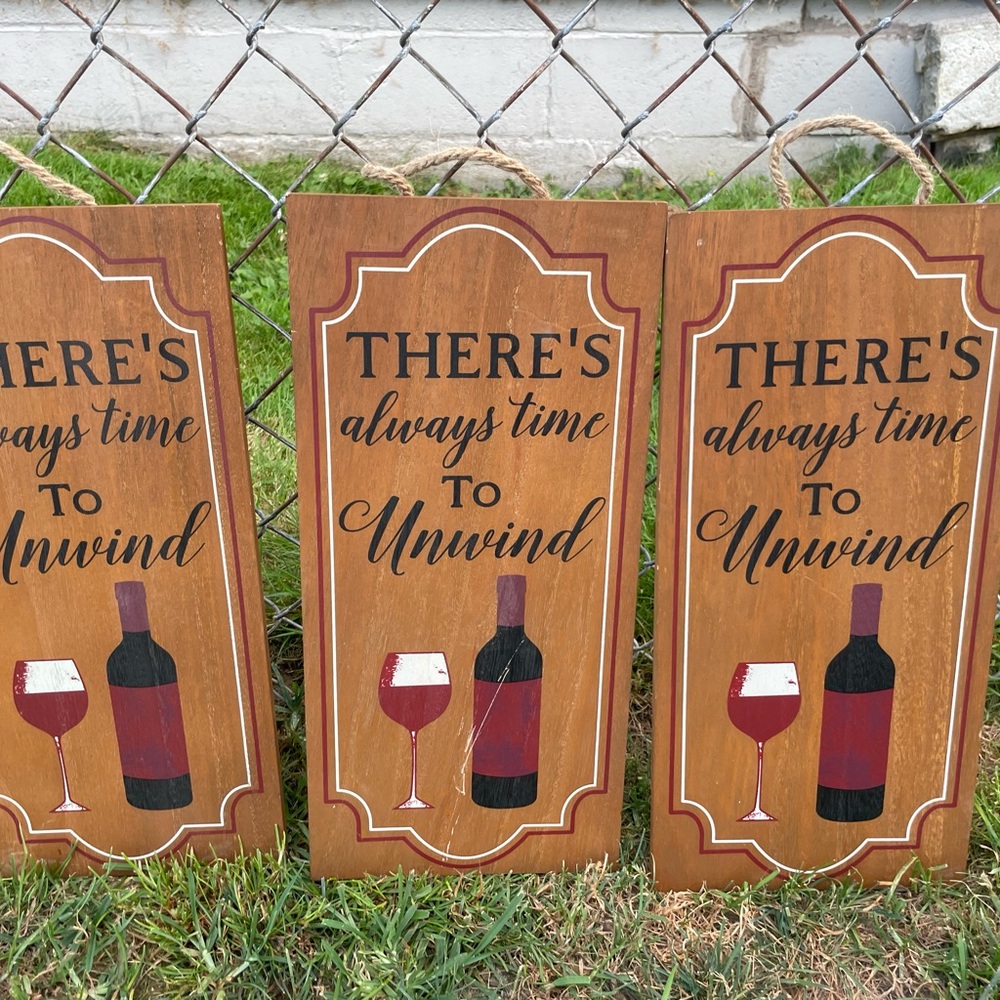 Uwind with Wine Wooden Hanging Sign